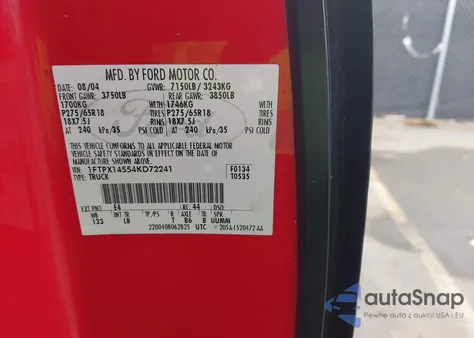 2004 Ford F-150 Fx4/Lariat/Xl/Xlt from USA, damaged, VIN 1FTPX14554KD72241